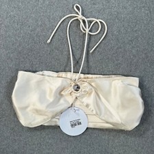 Princess Polly Odette Satin Crop Top Halter Women's Size 2 Champagne New Keyhole