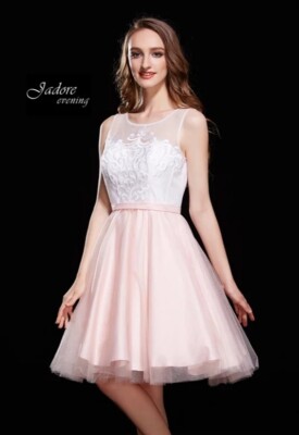 pink and white homecoming dress Cute Pearl Pink Floral Homecoming Dresses Short Prom Dress SD1248 –  Viniodress main image 1