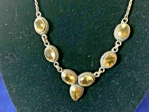 Vintage Sterling Silver Yellow Stone 