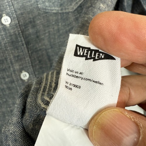 Wellen Mens Long Sleeve Shirt Chambray Hemp Cotton Gray Size M - Picture 6 of 9