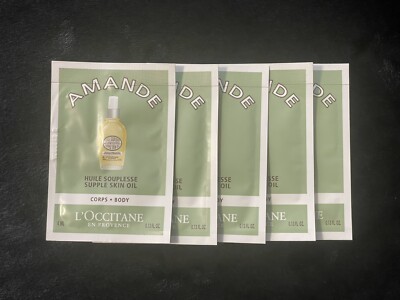 L'Occitane Amande Almond Supple Skin Oil Samples - 0.13 oz/ea, Lot of 5 Samples