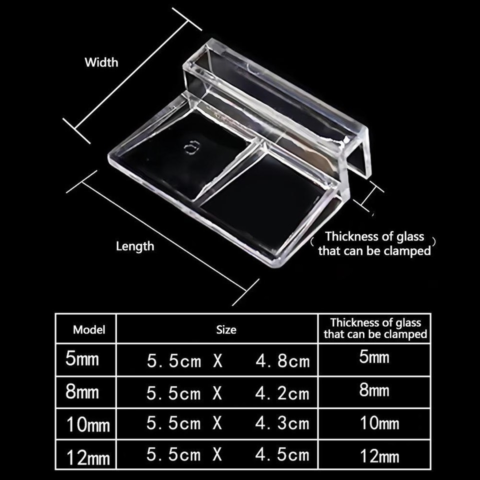 10PCS SET Aquarium Fish Tank Clear Clips Glass Cover Support Holder 5