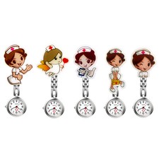 Nurse Watch Cute Cartoon Clip-on Lapel Hanging Doctor Badge Quartz Pocket Watch