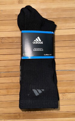 Adidas Men's Crew Performance Casual Socks 3-Pair Shoe Size 6-12 Cushioned
