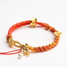 Tibetan Hand Rope Thangka Ethnic Style Peach Knot Charming Bracelet Accessory