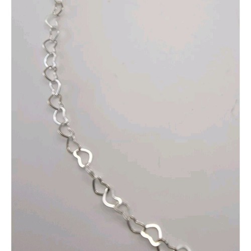 Delicate Heart Link Chain Necklace - Sterling Silver - Outline Open, 18" - Picture 3 of 4