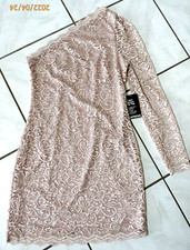 NWT Express Woman 8 Beige/pink Lace One Shoulder Asymmetrical Party Dress E431