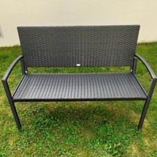 Image of 2 Seater Garden Bench Outdoor Patio Chair Furniture Park Seating Rattan Metal