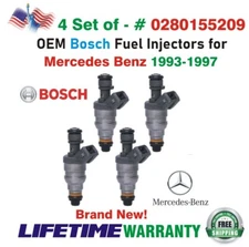 NEW OEM Bosch x4 Fuel Injectors for 1993-1997 Mercedes Benz I4 & I6 #0280155209