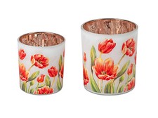 Formano Windlicht Tulpenblüte Teelichthalter Frühlingszeit Deko Glas (#340 S)