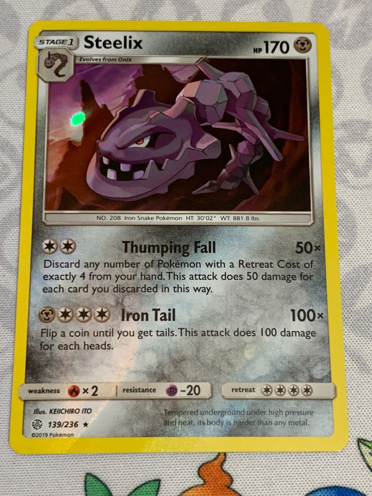 C1404 POKEMON TCG STEELIX NM HOLO CARD #139 COSMIC ECLIPSE RARE
