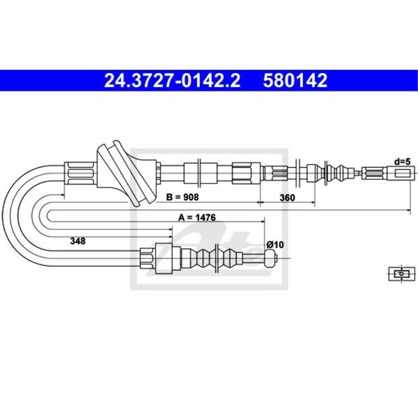 ATE Handbremsseil Bremsseil Hinten Passend FüR Audi 100 4A C4 24.3727-0142.2-image