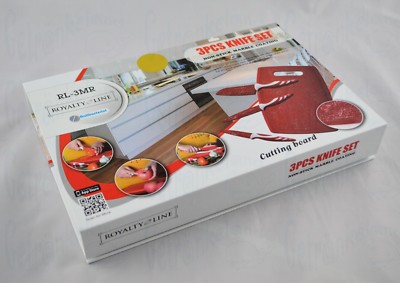 Royalty Line RL-3MR Messerset 3 teilig + Schneidebrett / Farbe: Rot