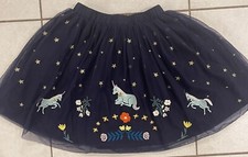 hanna andersson Girl s Unicorn Star Embroidered Tulle Skirt BLUE size 130 Or 8