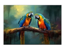 Parrot Macaw Oil Painting Printed On Canvas Home Art Wall Decor,Best Gift, V