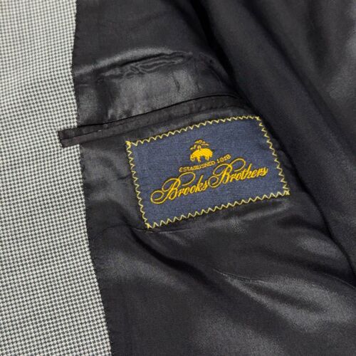 VTG 90s Brooks Brothers 3-Button Suit USA Gray Micro Houndstooth Wool Men’s 41L - Picture 8 of 17