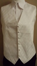 White Full Back Formal Tuxedo Vest - Large - Patterned Chateau 