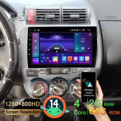 Für Honda Jazz Fit 2001-2008 GD GE2 Carplay 2+64GB Android 14 Autoradio GPS Navi