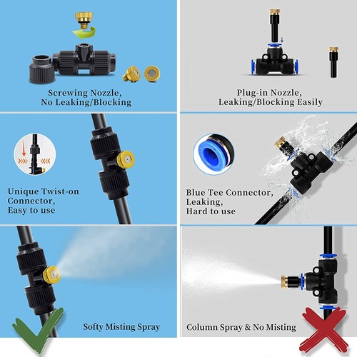 2066ft Hose Outdoor Patio Water Mister Mist Nozzles Misting Cooling