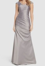 438 La Femme Women's Gray Wrap Front Side Ruched Mermaid Gown Dress Size 6