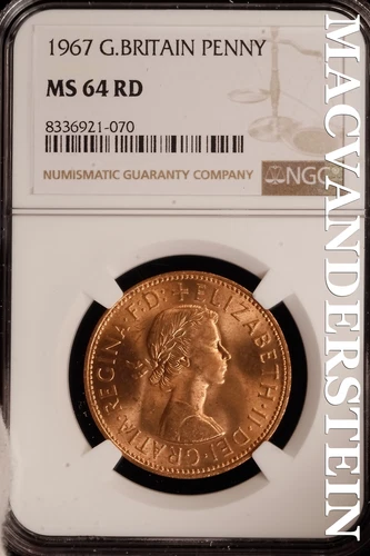 Great Britain: 1967 One Penny - NGC MS 64 RD - Brilliant Uncirculated  #SLF466