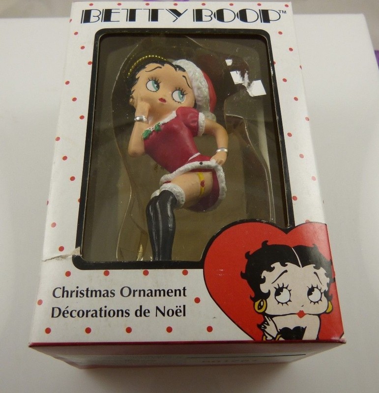 Betty Boop santa suit sexy pose red white Blk Christmas ornament Kurt S. Adler 
