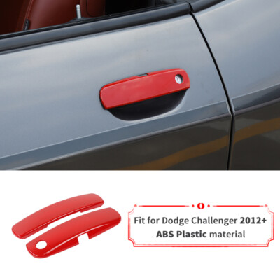 2x Red Exterior Door Handle Cover Overlay Accessories For Dodge Challenger 2012+