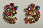 Vintg 5 BSK Hollycrfaft Weiss Judy AB Multicolor Rhinestone Gold Silver Earrings — photo 3