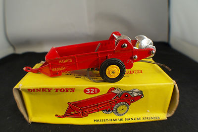 Dinky Toys N°321 Remorque épandeur à Fumier Massey Harris, Rouge, échelle 1:43, Boîte D'origine