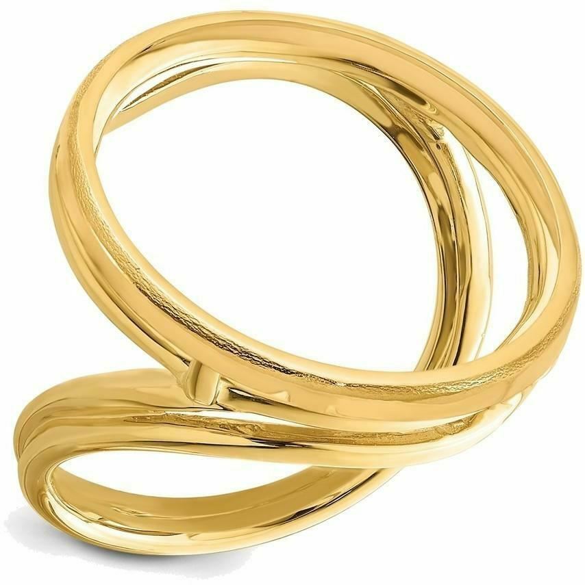 14k Yellow Gold Ladies Double Twisted Wire 22mm Prong Coin Bezel Ring