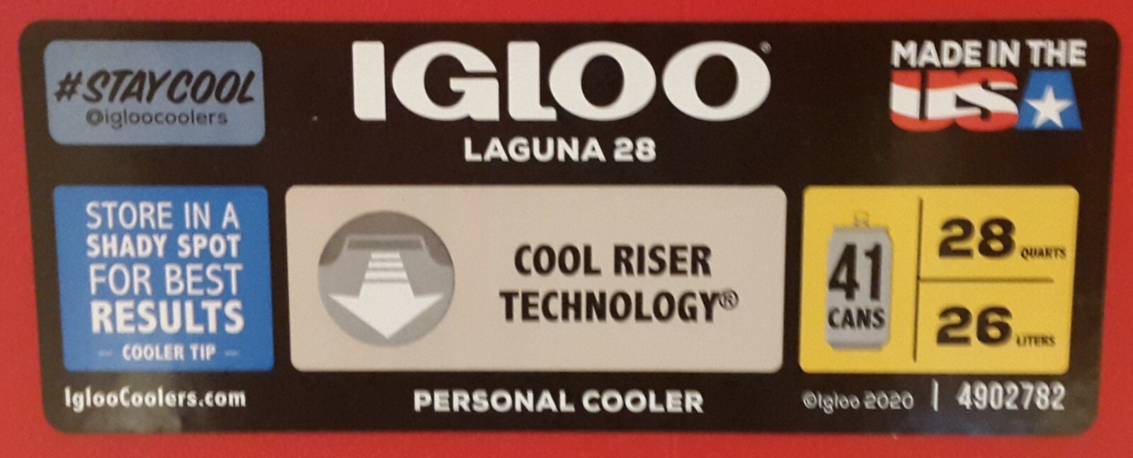Igloo Laguna 28 qt Personal Cooler - 41 Cans - Red Cool Riser Technology