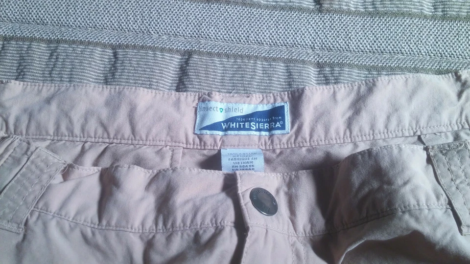 MEN'S White Sierra Khaki Insect Repellent Cotton Nylon Cargo Pants L 36-41W EUC Foto 2 de 4