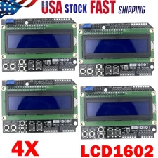 4PCS 1602 LCD Display Blue Backlight Board Keypad Shield For  Duemilanove
