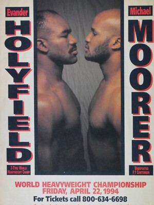 Evander Holyfield vs Michael Moorer Vintage 1994 Caesars Palace 8.5 x 11''