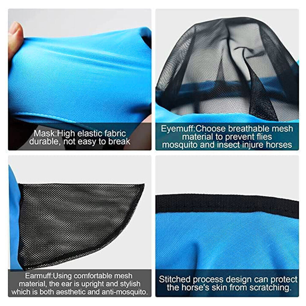 Horse Wear Masters Fly Mask Stretch Bug Eye Saver with Ears Lycra Hood