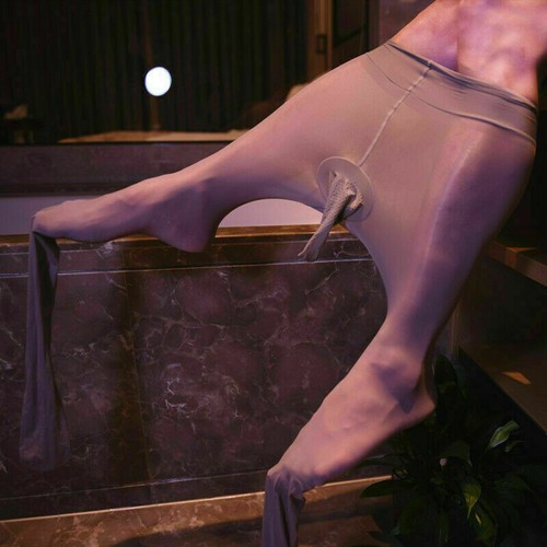 Herren Schwul Glänzend Strumpfband Schier Strumpfhose Mantel Dessous Unterwäsche - Bild 8 von 20
