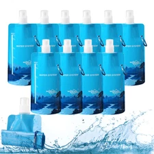 Foldable Sports Bottle,10pcs Collapsible Water Plastic Water Bag Pouch Drinking