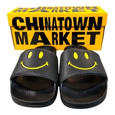 Chinatown Market Smiley Face Slide Sandals Black Size 6 Casual Comfortable Slip-