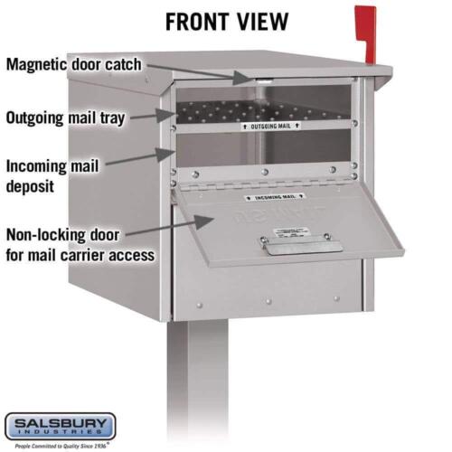 Salsbury Industries Post Mount Mailbox Heavy-Duty Aluminum Locking Metallic - Picture 2 of 4