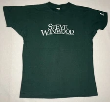 Vintage 80s Steve Winwood T - SHIRT Large Winter Green Single Stitch