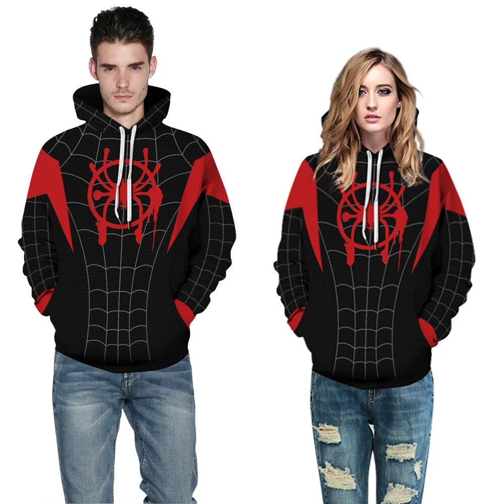 Spiderman Into the Spider Verse Hoodie Miles Morales Cosplay Pullover Jumper Top