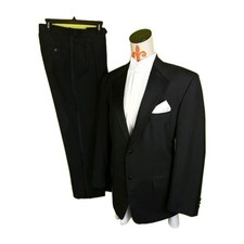 Gerald Austin Mens Black Tuxedo Suit: Jacket 40S Pants 32x27.5" Poly/Wool Blend