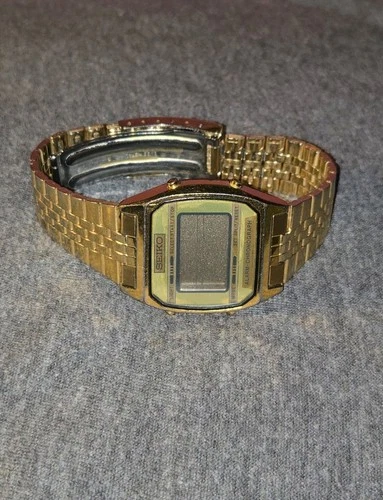 Vintage Men's Seiko A904-5009 Alarm Chrono Gold Tone Digital Watch
