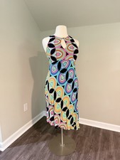 Anthropologie Kenzie Dress 12 Assymetrical Sleeveless Retro Print Abstract $160