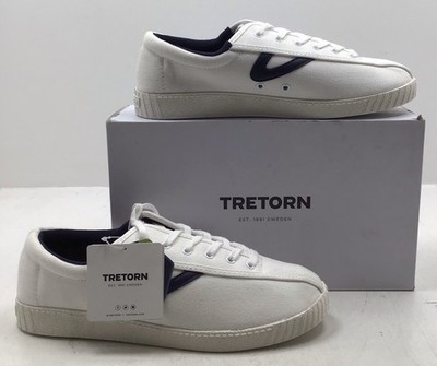 Tretorn Womens Sneakers Nylite Plus Canvas White & Navy Size 11M - Small Defects