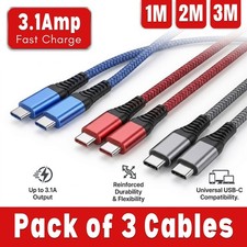 Type C to Type C Cable 3A 60W Fast Charger Braided Long Lead 0.25M 1M 2M 3M