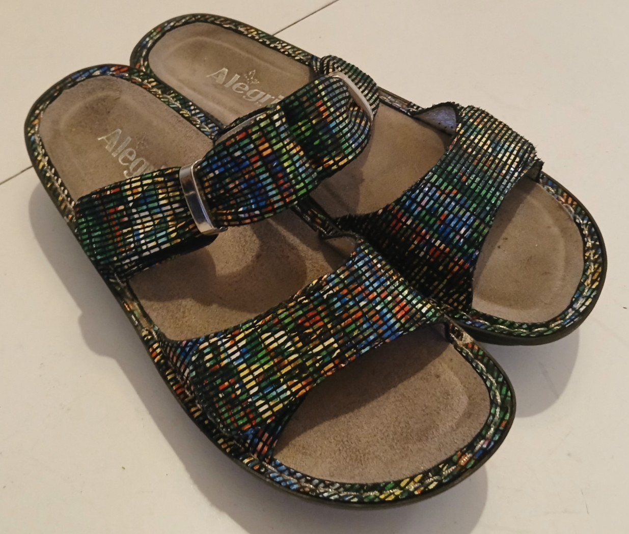 Alegria by PG Lite Kar 360 Mosaic Leather Comfort Slide Sandals 38 US 8