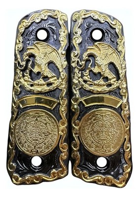 Cachas Colt 1911 Compact LUXURY AZTEC Calendar Mexican Flag Grip MADE IN MEXICO