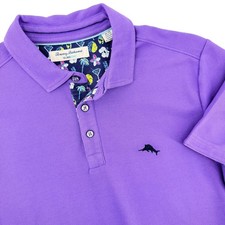 Tommy Bahama Polo Shirt Mens Medium Purple Excellent IslandZone Supima Cotton