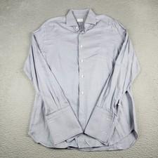 Ermenegildo Zegna Shirt Mens 16.5/42 Blue French Cuff Long Sleeve Button Up